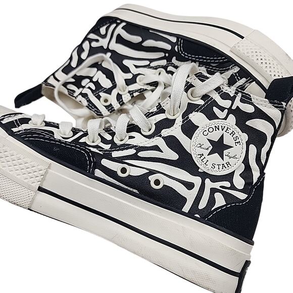 Converse Women's CTAS Lift Hi Top Platform Sneakers A03713C White/Black Zebra 6 - Picture 1 of 10